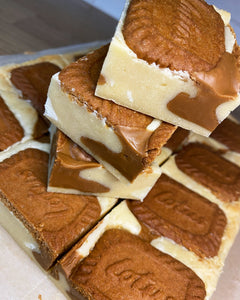 White Chocolate Blondie with Lotus Spread and Lotus Biscoff Biscuits